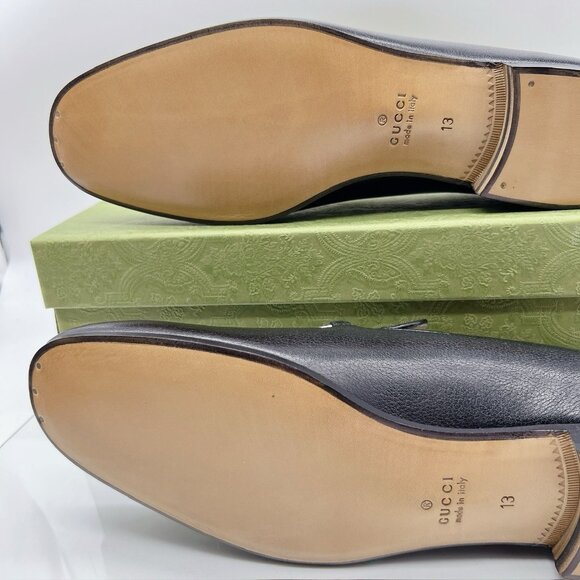 GUCCI BLACK LEATHER SLIP-ON HORSEBIT LOAFER Mens UK 13 US 13.5 -Authentic- New - Picture 12 of 15